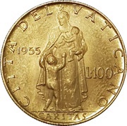 100 Lire - Pivs XII reverse image