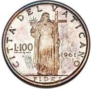 100 Lire - Ioannes XXIII Prova, Vatican City, 1959-1962 reverse image