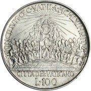100 Lire - John XXIII Second Vatican Council, Vatican City, 1962 reverse image