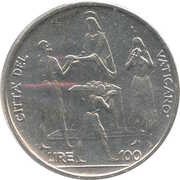 100 Lire - Pavlvs VI FAO, Vatican City, 1968 reverse image