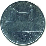 100 Lire - Pavlvs VI, Vatican City, 1978 reverse image