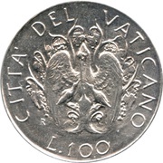 100 Lire - Ioannes Paulus II Self-denial for Children, Vatican City, 1989 reverse image