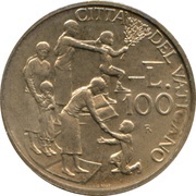100 Lire - Ioannes Paulus II Helping reverse image