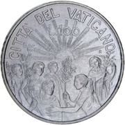100 Lire - Ioannes Pavlvs II The Right to Peace, Vatican City, 1999 reverse image