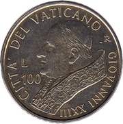 100 Lire - Ioannes Paulus II John XXIII, Vatican City, 2001 reverse image