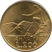 200 Lire - Paul VI, Vatican City, 1978 reverse image