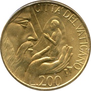 200 Lire - Ioannes Paulus II Adam's Creation reverse image