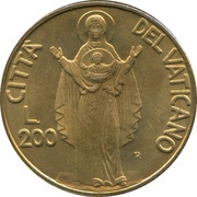 200 Lire - Ioannes Paulus II Our Lady of the Sign, Vatican City, 1990 reverse image