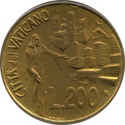 200 Lire - Ioannes Paulus II God Love for People, Vatican City, 1991 reverse image