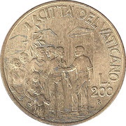 200 Lire - Ioannes Paulus II Redemption from Drugs, Vatican City, 1994 reverse image