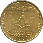 200 Lire - Ioannes Paulus II Future of Peace, Vatican City, 1996 reverse image