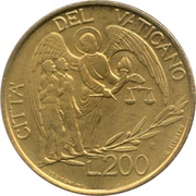 200 Lire - Ioannes Paulus II Path to Peace, Vatican City, 1997 reverse image