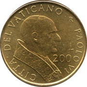 200 Lire - Ioannes Paulus II Paul VI, Vatican City, 2001 reverse image
