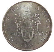 500 Lire - Ioannes XXIII, Vatican City, 1959-1962 reverse image