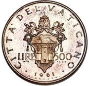 500 Lire - Ioannes XXIII Prova, Vatican City, 1959-1962 reverse image