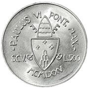 500 Lire - Pavlvs VI Holy Year - Forgiveness, Vatican City, 1975 reverse image