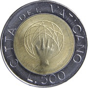 500 Lire - Ioannes Paulus II Universe Creation, Vatican City, 1983 reverse image