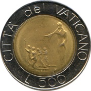 500 Lire - Ioannes Paulus II Go and Preach reverse image