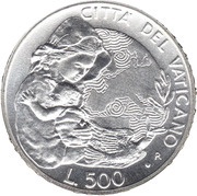 500 Lire - Ioannes Paulus II International Woman Year, Vatican City, 1995 reverse image