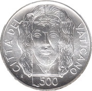 500 Lire - Ioannes Paulus II Exposition of the Shroud, Vatican City, 1998 reverse image