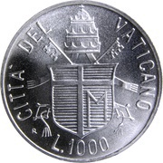 1000 Lire - Ioannes Paulus II Peace, Vatican City, 1984 reverse image