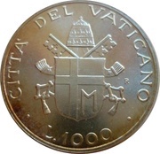 1000 Lire - Ioannes Paulus II Marian Year, Vatican City, 1987 reverse image