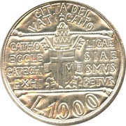 1000 Lire - Ioannes Paulus II Catechism, Vatican City, 1993 reverse image