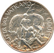 1000 Lire - Ioannes Paulus II Good Samaritan, Vatican City, 1994 reverse image