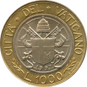 1000 Lire - Ioannes Paulus II Peace, Vatican City, 1997 reverse image