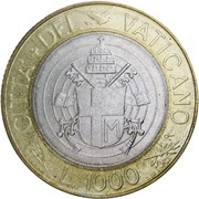 1000 Lire - Ioannes Paulus II, Vatican City, 1998 reverse image