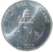 1000 Lire - Ioannes Paulus II Closure of the Holy Door, Vatican City, 2000 reverse image
