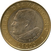 1000 Lire - Ioannes Paulus II John Paul II reverse image
