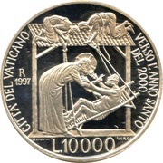 10 000 Lire - Ioannes Paulus II Paralytic Healing reverse image