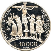10 000 Lire - Ioannes Paulus II Crucifixion, Vatican City, 1998 reverse image