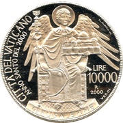 10 000 Lire - Ioannes Paulus II Jerusalem, Vatican City, 2000 reverse image