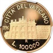 100 000 Lire - Ioannes Pavlvs II Basilica of St. John Lateran, Vatican City, 1996 reverse image