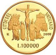 100 000 Lire - John Paul II Crucifix, Vatican City, 2000 reverse image