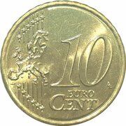 10 Euro Cents - Benedictus XVI 2nd Map reverse image