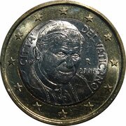 1 Euro - Benedictus XVI 1st map obverse image