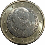 1 Euro - Benedictus XVI 2nd map obverse image