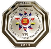 10 Dollars - Hassanal Bolkiah ASEAN 2013 Presidency reverse image