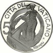 5 Euros - Ioannes Pavlvs II Project of Peace and Unity, Vatican City, 2002 reverse image