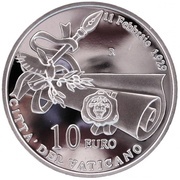 10 Euros - Benedictus XVI Lateran Treaty, Vatican City, 2009 reverse image
