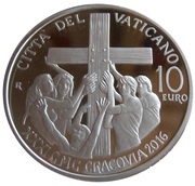 10 Euros - Franciscus World Youth Day - Krakow, Vatican City, 2016 reverse image