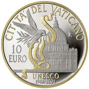 10 Euro - Franciscus UNESCO, Vatican City, 2021 reverse image