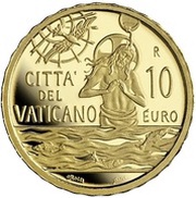 10 Euros - Franciscus Baptism, Vatican City, 2021 reverse image