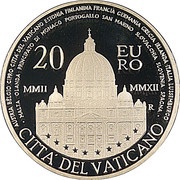 20 Euros - Benedictus XVI Euro Circulation, Vatican City, 2012 reverse image