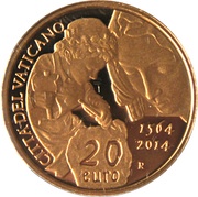 20 Euro - Franciscus 450th Anniversary of the Death of Michelangelo, Vatican City, 2014 reverse image