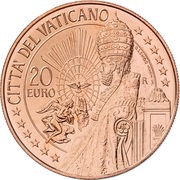 20 Euros – Pope Francis Statue of St. Peter, Vatican City, 2021 reverse image