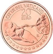 20 Euros - Franciscus The Creation of Man, Vatican City, 2023 reverse image